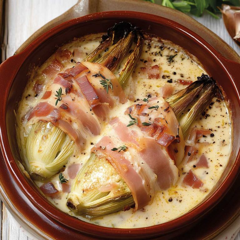 Überbackener Chicorée im Schinkenmantel mit Sahnesauce - Lukullus Überbackener Chicorée im Schinkenmantel mit Sahnesauce - Lukullus